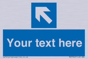 Custom Mandatory directional sign, blue arrow up and left